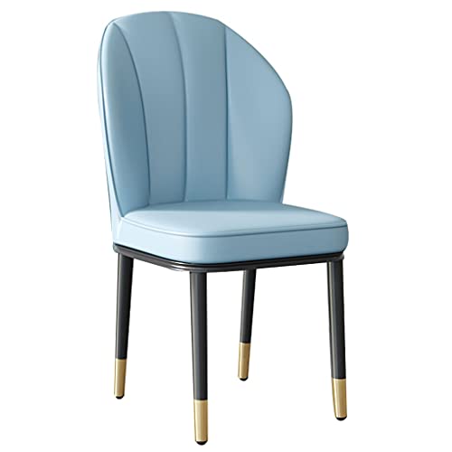 ZERAPH Küchenleder Esszimmerstühle, Moderne Schlafzimmer Cover Lounge Wohnzimmerempfangstuhl robuste Kohlenstoffstahl -Metallbeine (Farbe: Blau, Größe: Schwarze Goldfüße) von ZERAPH