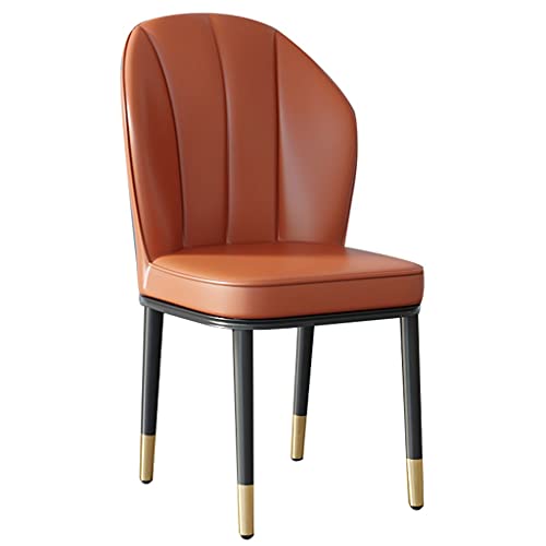 ZERAPH Küchenleder Esszimmerstühle, Moderne Schlafzimmer Cover Lounge Wohnzimmerempfangstuhl robuste Kohlenstoffstahl -Metallbeine (Farbe: Orange, Größe: Schwarz Gold Füße) von ZERAPH