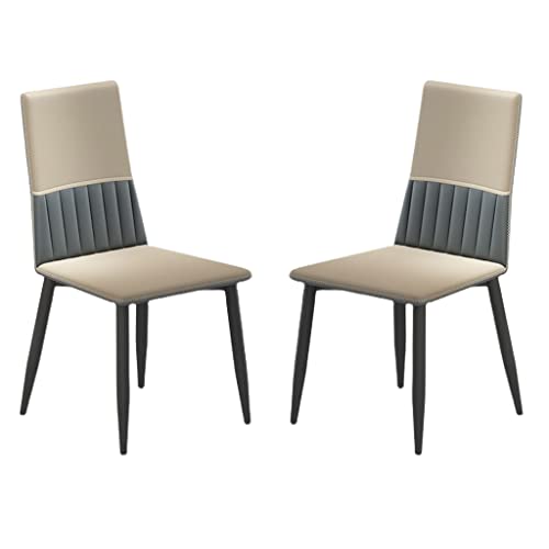 ZERAPH Küchenmikrofaserleder Küche Essstühle Set aus 2 Schlafzimmer Heiratsraum Balkon Sofa Stuhl robuste Zarbonstahlbeine (Farbe: Beige) von ZERAPH