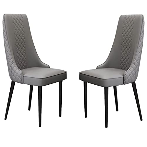 ZERAPH Leder -Essstühle Set von 2 Küchen Wohnzimmer Lounge Counterstühle robuste Kohlenstoffstahl -Metallbeine (Farbe: Dunkelgrau, Größe: Schwarze Füße) von ZERAPH