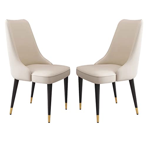 ZERAPH Micro Faser Leder Essstühle Set von 2 Küchen Wohnzimmer Lounge Theken Stühle robuste Kohlenstoffstahlmetallbeine (Farbe: Beige) von ZERAPH