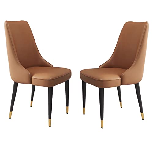 ZERAPH Micro Faser Leder Essstühle Set von 2 Küchen Wohnzimmer Lounge Theken Stühle robuste Kohlenstoffstahlmetallbeine (Farbe: Leichter Kaffee) von ZERAPH
