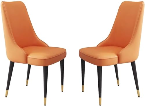 ZERAPH Micro Faser Leder Essstühle Set von 2 Küchen Wohnzimmer Lounge Theken Stühle robuste Kohlenstoffstahlmetallbeine (Farbe: Orange) von ZERAPH