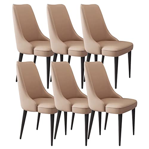ZERAPH Mikrofaser -Leder -Essstühle Set von 6 Kitchentable Side Chairs Study Lounge Stuhl Robust Kohlenstoffstahlbeine (Farbe: Khaki, Größe: Schwarzes Bein) von ZERAPH