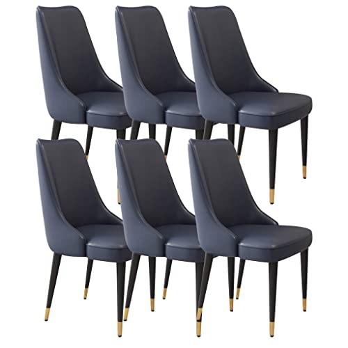 ZERAPH Mikrofaser -Leder -Essstühle Set von 6 Kitchentable Side Chairs Study Lounge Stuhl Robust Kohlenstoffstahlbeine (Farbe: Royal Blau, Größe: Goldenes Bein) von ZERAPH