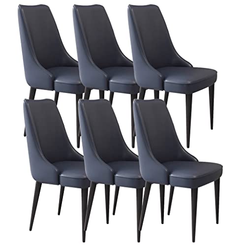 ZERAPH Mikrofaser -Leder -Essstühle Set von 6 Kitchentable Side Chairs Study Lounge Stuhl Robust Kohlenstoffstahlbeine (Farbe: Royal Blau, Größe: Schwarzes Bein) von ZERAPH