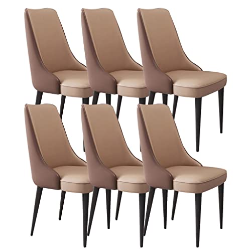 ZERAPH Mikrofaser -Leder -Essstühle Set von 6 Kitchentable Side Chairs Study Lounge Stuhl Robustes Kohlenstoffstahlbeine (Farbe: Kaffee+Khaki, Größe: Schwarzes Bein) von ZERAPH