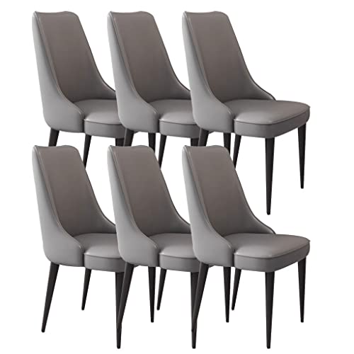 ZERAPH Mikrofaser -Leder -Essstühle Set von 6 Küche Ergonomie Sitz Kohlenstoffstahl Metallbeine Haushaltsschreibtisch Stuhl (Farbe: Zementgrau) von ZERAPH
