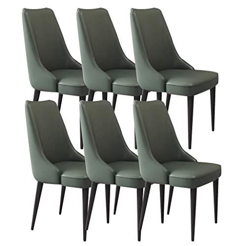 ZERAPH Mikrofaser -Leder -Essstühle Set von 6 Küchen Ergonomie Sitz Kohlenstoffstahl Metall Beine Haushaltsschreibtischstuhl (Farbe: Dunkelgrün) von ZERAPH