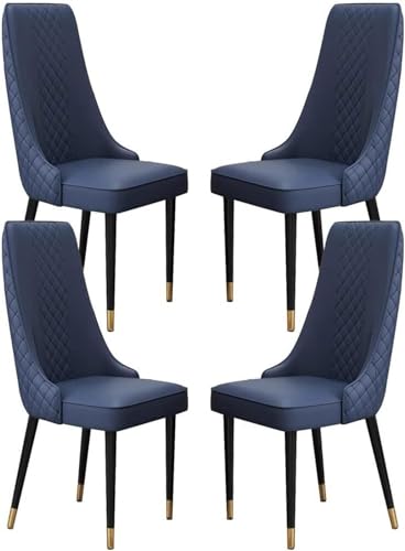 ZERAPH Mikrofaser -Leder -Küche Essstühle Set aus 4 Wohnzimmer Lounge Thekestühle robuste Kohlenstoffstahl -Metallbeine (Farbe: Blau, Größe: Goldene Füße) von ZERAPH
