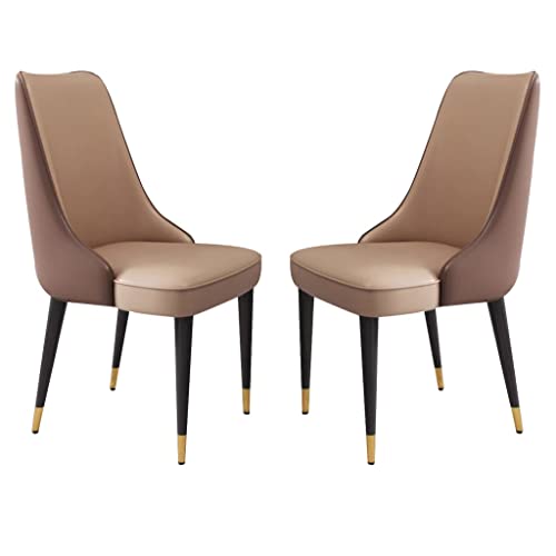 ZERAPH Mikrofaserleder -Essstühle Set von 2 Küchen Wohnzimmer Lounge Theke Stühle robuste Metallbeine aus Kohlenstoffstahl (Farbe: Kaffee+Khaki) von ZERAPH