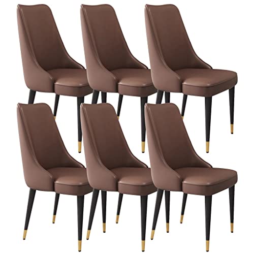 ZERAPH Mikrofaserleder -Essstühle Set von 6 Kitchentable Side Chairs Study Lounge Stuhl Robust Kohlenstoffstahlbeine (Farbe: Kaffee, Größe: Goldenes Bein) von ZERAPH