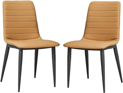 ZERAPH Mikrofaserleder Küche Essstühle Set aus 2 Schlafzimmer Heiratsraum Balkon Sofa Stuhl robuste Kohlenstoffstahl -Metallbeine (Farbe: Gelb) von ZERAPH