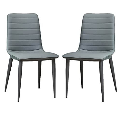 ZERAPH Mikrofaserleder Küche Essstühle Set aus 2 Schlafzimmer Heiratsraum Balkon Sofa Stuhl robuste Kohlenstoffstahl -Metallbeine (Farbe: Grau) von ZERAPH