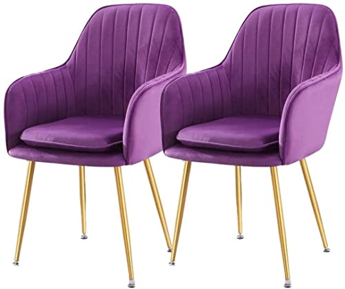 ZERAPH Moderne Küchenservet 2 mit Metallbeinen Samtsitz und Rückenlehne Wohnzimmer Lounge Counterstühle Esszimmerstühle (Farbe: Lila) von ZERAPH