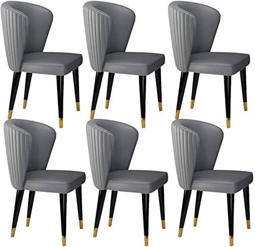 ZERAPH Moderne Mikrofaser -Leder -Essstühle Set von 6 Küchen Wohnzimmer Lounge Stühle Massive Holz Füße Empfangstuhl (Farbe: Dunkelgrau) von ZERAPH