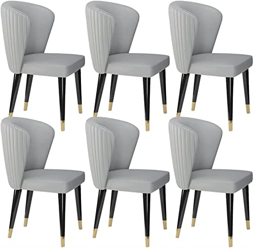 ZERAPH Moderne Mikrofaser -Leder -Essstühle Set von 6 Küchen Wohnzimmer Lounge Stühle Massive Holz Füße Empfangstuhl (Farbe: Hellgrau) von ZERAPH