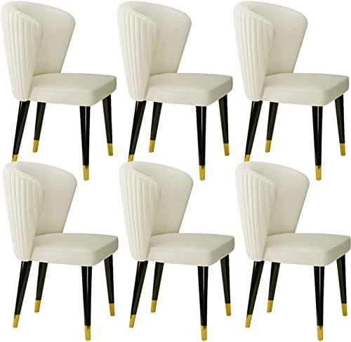 ZERAPH Moderne Mikrofaser -Leder -Essstühle Set von 6 Küchen Wohnzimmer Lounge Stühle Massive Holz Füße Rezeptionsstuhl (Farbe: Beige) von ZERAPH