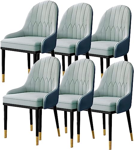 ZERAPH Moderne gepolsterte Esstühle Set von 6 Wohnzimmer Küchenstühlen mit weichem PU -Leder -Kissen -Sitz und Metallbeinen (Farbe: Matcha) von ZERAPH