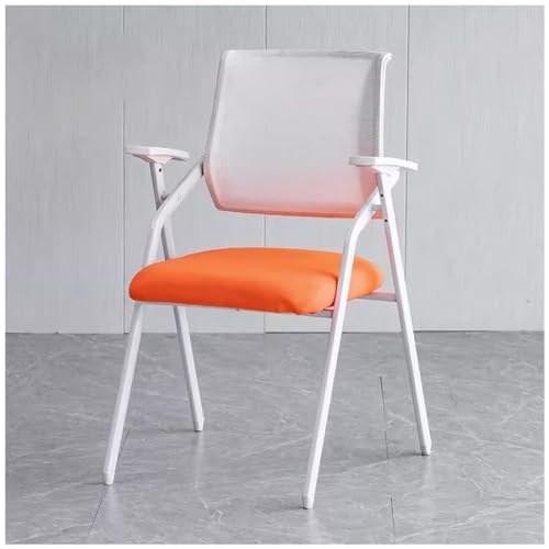 ZERAPH Moderner ergonomischer Bürostuhl mit Faltbarer Armlehne und Rückenlehne für den Tisch des Konferenzraums und Begegnung mit orangefarbenem Personalhocker von ZERAPH