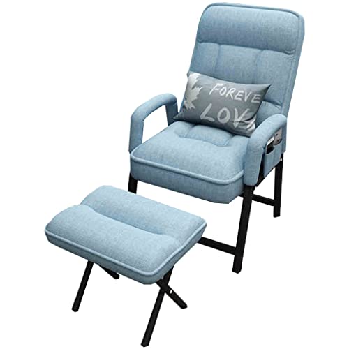 ZERAPH Stoff fauler Stuhl mit ottomane Lounge Stuhl Innenräume mit Kopfstütze Seitentasche Liegerstuhl mit Armlehnen 5 Geschwindigkeit Rückenlehne Einstellung für Schlafzimmer Büro Blau ZERAPH Stoff fauler Stuhl mit ottomane Lounge Stuhl Innenräume mit Kopfstütze Seitentasche Liegerstuhl mit Armlehnen 5 Geschwindigkeit Rückenlehne Einstellung für Schlafzimmer Büro Blau von ZERAPH