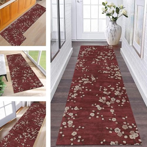 Teppich Läufer Flur Küche Waschbar rutschfest Korridor Teppichmatten 70X350CM Rot Vintage Geometrisch Küchenteppich Flurteppich Schlafzimmer Esszimmer Polyester Teppichläufer Meterware Anpassbar Teppich Läufer Flur Küche Waschbar rutschfest Korridor Teppichmatten 70X350CM Rot Vintage Geometrisch Küchenteppich Flurteppich Schlafzimmer Esszimmer Polyester Teppichläufer Meterware Anpassbar von ZESEWU