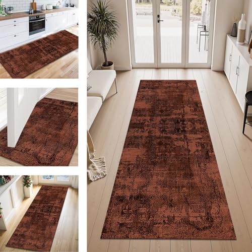 Teppich Läufer Flur Küche rutschfest Braun Schwarz Abstrakt Teppichläufer Kücheläufer Waschbar 40X60CM Meterware Küchenteppich Läuferflurteppich Wohnraum Schlafzimmer Kinderzimmer Schmutzfangläufer von ZESEWU