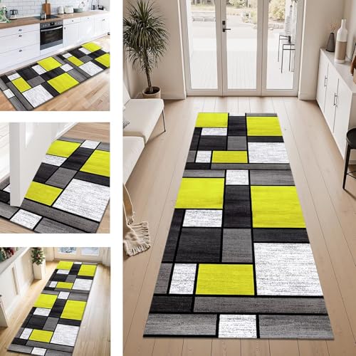 Teppich Läufer Flur Küche rutschfest Gelbgrün Schwarz Teppichläufer Kücheläufer Waschbar 60X90CM Meterware Küchenteppich Läuferflurteppich für Wohnraum Schlafzimmer Kinderzimmer Schmutzfangläufer Teppich Läufer Flur Küche rutschfest Gelbgrün Schwarz Teppichläufer Kücheläufer Waschbar 60X90CM Meterware Küchenteppich Läuferflurteppich für Wohnraum Schlafzimmer Kinderzimmer Schmutzfangläufer von ZESEWU