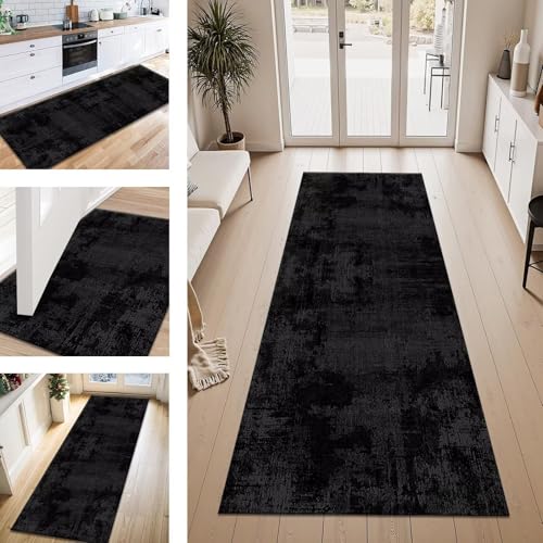 Teppich Läufer Flur Küche rutschfest Schwarz Dunkelgrau Teppichläufer Kücheläufer Waschbar 60X350CM Meterware Küchenteppich Läuferflurteppich für Wohnraum Schlafzimmer Kinderzimmer Schmutzfangläufer Teppich Läufer Flur Küche rutschfest Schwarz Dunkelgrau Teppichläufer Kücheläufer Waschbar 60X350CM Meterware Küchenteppich Läuferflurteppich für Wohnraum Schlafzimmer Kinderzimmer Schmutzfangläufer von ZESEWU