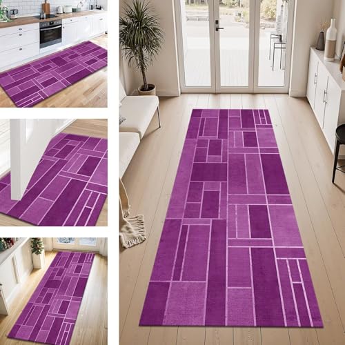 Teppich Läufer Flur Küche rutschfest Violett Geometrisch Teppichläufer Kücheläufer Waschbar 90X100CM Meterware Küchenteppich Läuferflurteppich Wohnraum Schlafzimmer Kinderzimmer Schmutzfangläufer Teppich Läufer Flur Küche rutschfest Violett Geometrisch Teppichläufer Kücheläufer Waschbar 90X100CM Meterware Küchenteppich Läuferflurteppich Wohnraum Schlafzimmer Kinderzimmer Schmutzfangläufer von ZESEWU