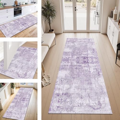 Teppich Läufer Flur Küche rutschfest Violett Grau Modern Teppichläufer Kücheläufer Waschbar 100X150CM Meterware Küchenteppich Läuferflurteppich für Wohnraum Schlafzimmer Kinderzimmer Schmutzfangläufer Teppich Läufer Flur Küche rutschfest Violett Grau Modern Teppichläufer Kücheläufer Waschbar 100X150CM Meterware Küchenteppich Läuferflurteppich für Wohnraum Schlafzimmer Kinderzimmer Schmutzfangläufer von ZESEWU