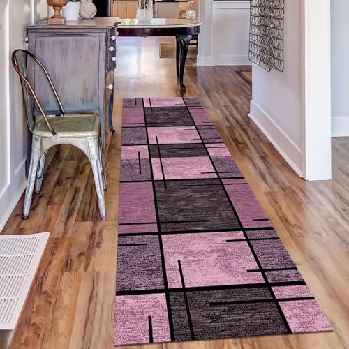 Teppich Läufer Flur Küche rutschfest Violett Schwarz Teppichläufer Kücheläufer Waschbar 50X100CM Meterware Küchenteppich Läuferflurteppich für Wohnraum Schlafzimmer Kinderzimmer Schmutzfangläufer von ZESEWU