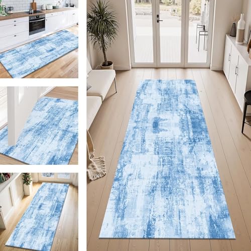 ZESEWU Teppich Läufer Flur Küche rutschfest Blau Abstrakt Teppichläufer Kücheläufer Waschbar 60X200CM Meterware Küchenteppich Flurteppich für Wohnraum Schlafzimmer Kinderzimmer Schmutzfangläufer ZESEWU Teppich Läufer Flur Küche rutschfest Blau Abstrakt Teppichläufer Kücheläufer Waschbar 60X200CM Meterware Küchenteppich Flurteppich für Wohnraum Schlafzimmer Kinderzimmer Schmutzfangläufer von ZESEWU