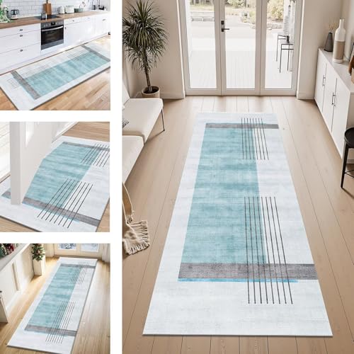 ZESEWU Teppich Läufer Flur Küche rutschfest Blau Grau Teppichläufer Kücheläufer Waschbar 80X400CM Meterware Küchenteppich Flurteppich für Wohnraum Schlafzimmer Kinderzimmer Schmutzfangläufer ZESEWU Teppich Läufer Flur Küche rutschfest Blau Grau Teppichläufer Kücheläufer Waschbar 80X400CM Meterware Küchenteppich Flurteppich für Wohnraum Schlafzimmer Kinderzimmer Schmutzfangläufer von ZESEWU