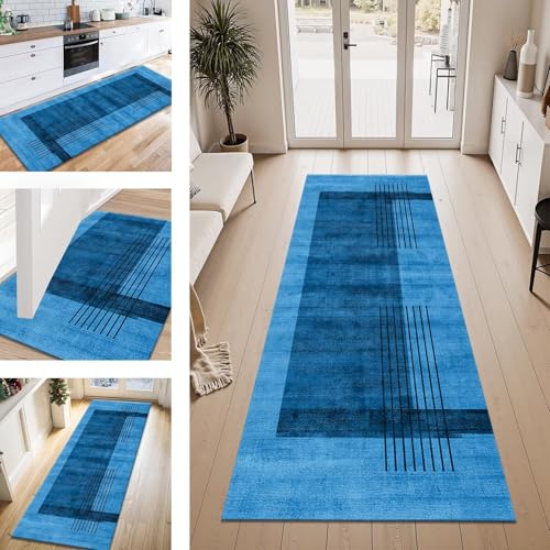 ZESEWU Teppich Läufer Flur Küche rutschfest Blau Teppichläufer Kücheläufer Waschbar 100X350CM Meterware Küchenteppich Flurteppich für Wohnraum Schlafzimmer Kinderzimmer Schmutzfangläufer ZESEWU Teppich Läufer Flur Küche rutschfest Blau Teppichläufer Kücheläufer Waschbar 100X350CM Meterware Küchenteppich Flurteppich für Wohnraum Schlafzimmer Kinderzimmer Schmutzfangläufer von ZESEWU