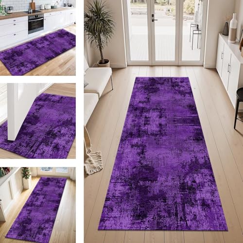 ZESEWU Teppich Läufer Flur Küche rutschfest Blau-Violett Teppichläufer Kücheläufer Waschbar 40X450CM Meterware Küchenteppich Läuferflurteppich für Wohnraum Schlafzimmer Kinderzimmer Schmutzfangläufer von ZESEWU