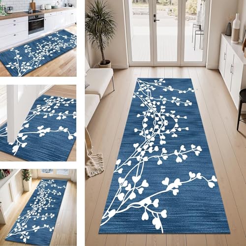 ZESEWU Teppich Läufer Flur Küche rutschfest Blau Weiß Vintage Teppichläufer Kücheläufer Waschbar 100X250CM Meterware Küchenteppich Flurteppich für Wohnraum Schlafzimmer Kinderzimmer Schmutzfangläufer ZESEWU Teppich Läufer Flur Küche rutschfest Blau Weiß Vintage Teppichläufer Kücheläufer Waschbar 100X250CM Meterware Küchenteppich Flurteppich für Wohnraum Schlafzimmer Kinderzimmer Schmutzfangläufer von ZESEWU