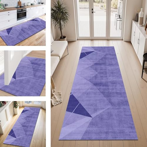 ZESEWU Teppich Läufer Flur Küche rutschfest Blauviolett Teppichläufer Kücheläufer Waschbar 40X150CM Meterware Küchenteppich Flurteppich für Wohnraum Schlafzimmer Kinderzimmer Schmutzfangläufer von ZESEWU