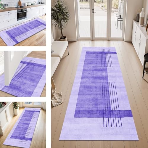 ZESEWU Teppich Läufer Flur Küche rutschfest Blauviolett Teppichläufer Kücheläufer Waschbar 70X200CM Meterware Küchenteppich Flurteppich für Wohnraum Schlafzimmer Kinderzimmer Schmutzfangläufer von ZESEWU