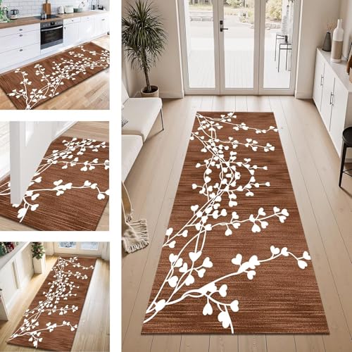 ZESEWU Teppich Läufer Flur Küche rutschfest Braun Weiß Vintage Teppichläufer Kücheläufer Waschbar 70X140CM Meterware Küchenteppich Flurteppich für Wohnraum Schlafzimmer Kinderzimmer Schmutzfangläufer ZESEWU Teppich Läufer Flur Küche rutschfest Braun Weiß Vintage Teppichläufer Kücheläufer Waschbar 70X140CM Meterware Küchenteppich Flurteppich für Wohnraum Schlafzimmer Kinderzimmer Schmutzfangläufer von ZESEWU