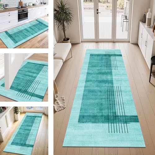 ZESEWU Teppich Läufer Flur Küche rutschfest Cyan Schwarz Teppichläufer Kücheläufer Waschbar 60X400CM Meterware Küchenteppich Flurteppich für Wohnraum Schlafzimmer Kinderzimmer Schmutzfangläufer ZESEWU Teppich Läufer Flur Küche rutschfest Cyan Schwarz Teppichläufer Kücheläufer Waschbar 60X400CM Meterware Küchenteppich Flurteppich für Wohnraum Schlafzimmer Kinderzimmer Schmutzfangläufer von ZESEWU