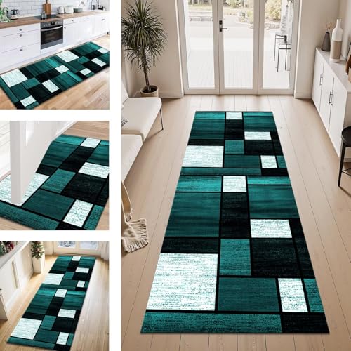 ZESEWU Teppich Läufer Flur Küche rutschfest Cyan Schwarz Weiß Teppichläufer Kücheläufer Waschbar 50X120CM Meterware Küchenteppich Flurteppich für Wohnraum Schlafzimmer Kinderzimmer Schmutzfangläufer ZESEWU Teppich Läufer Flur Küche rutschfest Cyan Schwarz Weiß Teppichläufer Kücheläufer Waschbar 50X120CM Meterware Küchenteppich Flurteppich für Wohnraum Schlafzimmer Kinderzimmer Schmutzfangläufer von ZESEWU