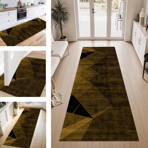 ZESEWU Teppich Läufer Flur Küche rutschfest Dunkelbraun Teppichläufer Kücheläufer Waschbar 50X180CM Meterware Küchenteppich Flurteppich für Wohnraum Schlafzimmer Kinderzimmer Schmutzfangläufer von ZESEWU