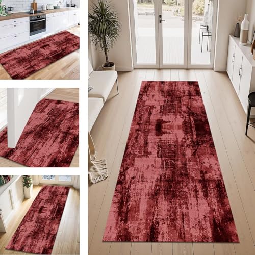ZESEWU Teppich Läufer Flur Küche rutschfest Dunkelrot Abstrakt Teppichläufer Kücheläufer Waschbar 50X100CM Meterware Küchenteppich Flurteppich für Wohnraum Schlafzimmer Kinderzimmer Schmutzfangläufer ZESEWU Teppich Läufer Flur Küche rutschfest Dunkelrot Abstrakt Teppichläufer Kücheläufer Waschbar 50X100CM Meterware Küchenteppich Flurteppich für Wohnraum Schlafzimmer Kinderzimmer Schmutzfangläufer von ZESEWU
