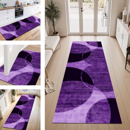 ZESEWU Teppich Läufer Flur Küche rutschfest Dunkelviolett Schwarz Teppichläufer Kücheläufer Waschbar 50X100CM Meterware Küchenteppich Flurteppich Wohnraum Schlafzimmer Kinderzimmer Schmutzfangläufer von ZESEWU