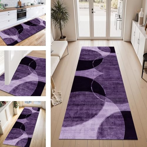 ZESEWU Teppich Läufer Flur Küche rutschfest Dunkelviolett Teppichläufer Kücheläufer Waschbar 70X200CM Meterware Küchenteppich Flurteppich für Wohnraum Schlafzimmer Kinderzimmer Schmutzfangläufer von ZESEWU
