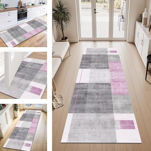ZESEWU Teppich Läufer Flur Küche rutschfest Grau Rosa Teppichläufer Kücheläufer Waschbar 100X300CM Meterware Küchenteppich Flurteppich für Wohnraum Schlafzimmer Kinderzimmer Schmutzfangläufer ZESEWU Teppich Läufer Flur Küche rutschfest Grau Rosa Teppichläufer Kücheläufer Waschbar 100X300CM Meterware Küchenteppich Flurteppich für Wohnraum Schlafzimmer Kinderzimmer Schmutzfangläufer von ZESEWU