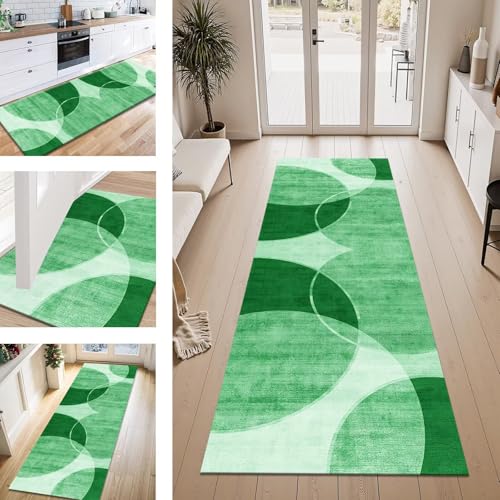 ZESEWU Teppich Läufer Flur Küche rutschfest Grün Teppichläufer Kücheläufer Waschbar 40X60CM Meterware Küchenteppich Flurteppich für Wohnraum Schlafzimmer Kinderzimmer Schmutzfangläufer von ZESEWU