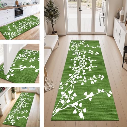 ZESEWU Teppich Läufer Flur Küche rutschfest Grün Weiß Vintage Teppichläufer Kücheläufer Waschbar 40X60CM Meterware Küchenteppich Flurteppich für Wohnraum Schlafzimmer Kinderzimmer Schmutzfangläufer ZESEWU Teppich Läufer Flur Küche rutschfest Grün Weiß Vintage Teppichläufer Kücheläufer Waschbar 40X60CM Meterware Küchenteppich Flurteppich für Wohnraum Schlafzimmer Kinderzimmer Schmutzfangläufer von ZESEWU