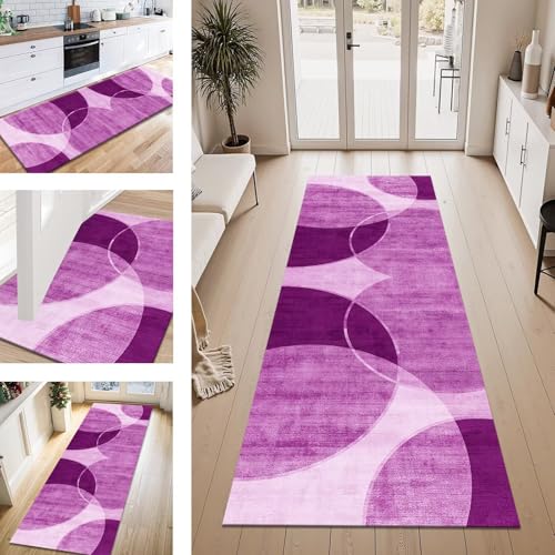 ZESEWU Teppich Läufer Flur Küche rutschfest Hellviolett Teppichläufer Kücheläufer Waschbar 70X100CM Meterware Küchenteppich Flurteppich für Wohnraum Schlafzimmer Kinderzimmer Schmutzfangläufer von ZESEWU